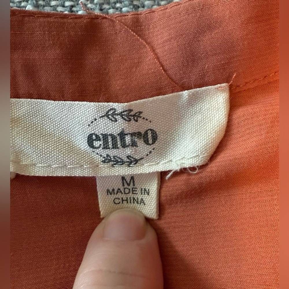 Entro Floral Embroidered Midi Dress Women Size Medium Pumpkin Color Lined - Picture 4 of 14